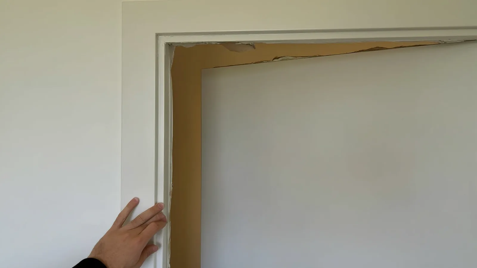 A residential door in a Knoxville home that no longer closes properly due to foundation settlement racking the frame out of square